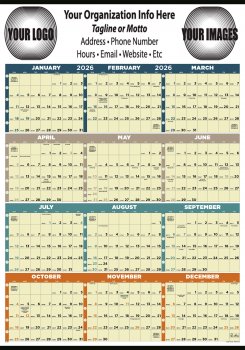 Non-Laminated Time Management Span-A-Year Large Multi-Color- # 6251 Guaranteed Stock