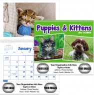 Twelve (12) Pocket-Puppies & Kittens Wall Calendar- #4155