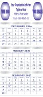 Three (3) Month-At-A-Glance Spiral Bound Commercial Wall Planner Blue & Grey #6602