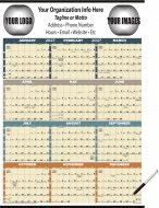 Laminated Time-ManagementSpan-A-Year Large Multi-Color w/ Marker- # 6252