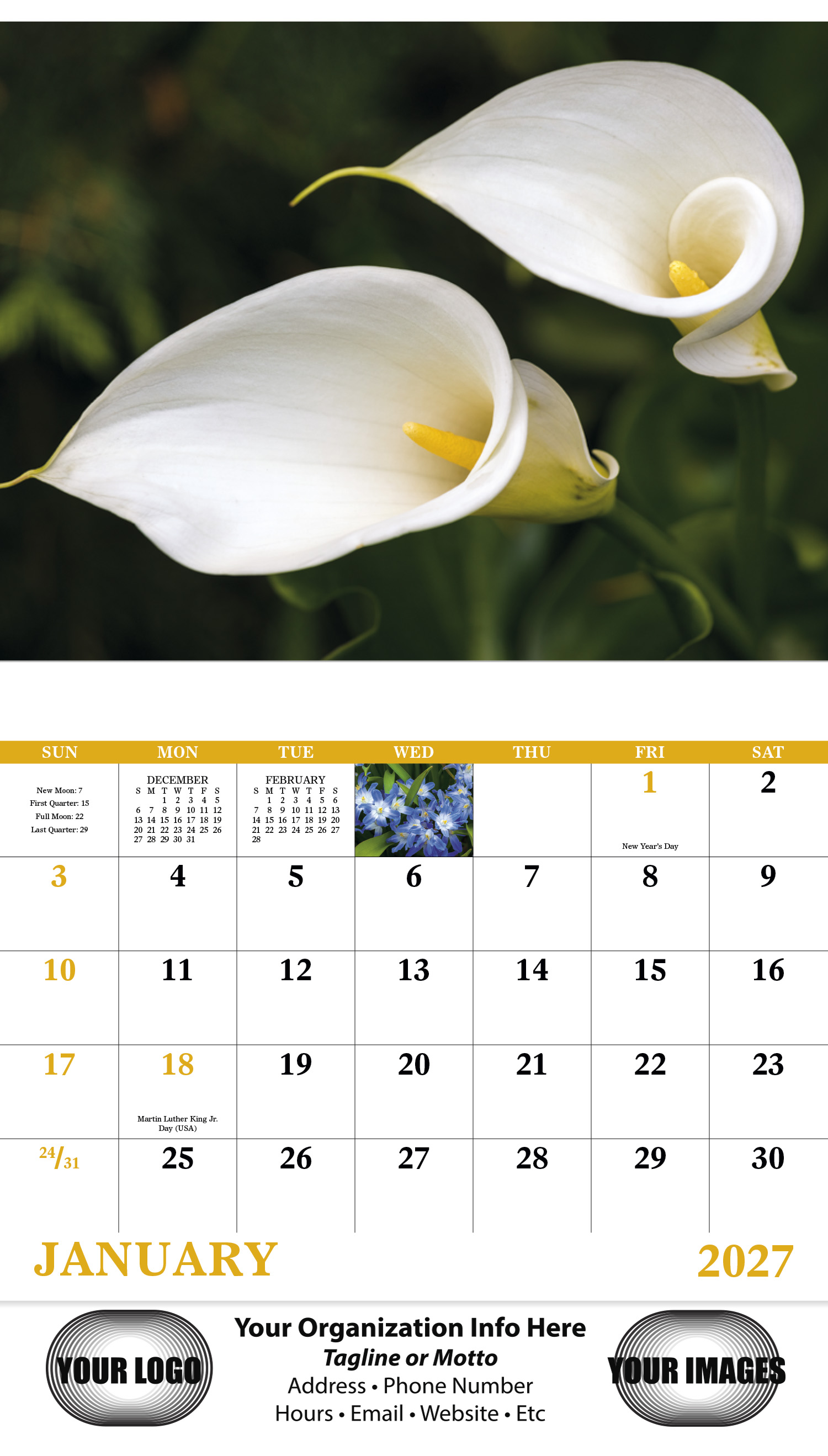 Flowers Stapled Wall Calendar - #7280 : Imprinted Calendars | The ...