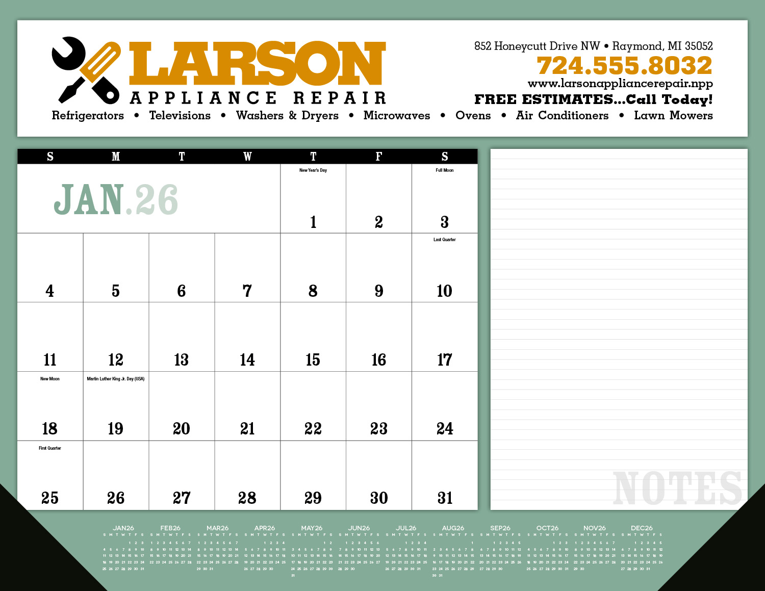 Notes Desk Pad with Vinyl Corners - #6525 NEW ITEM FOR 2025!!